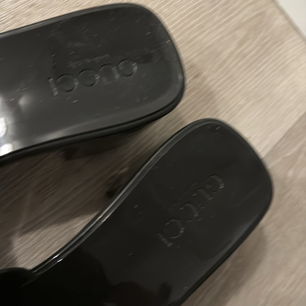 Gucci  black rubber logo platform  slides shoes Sz 38 EU /8 US New No box - Picture 3 of 13